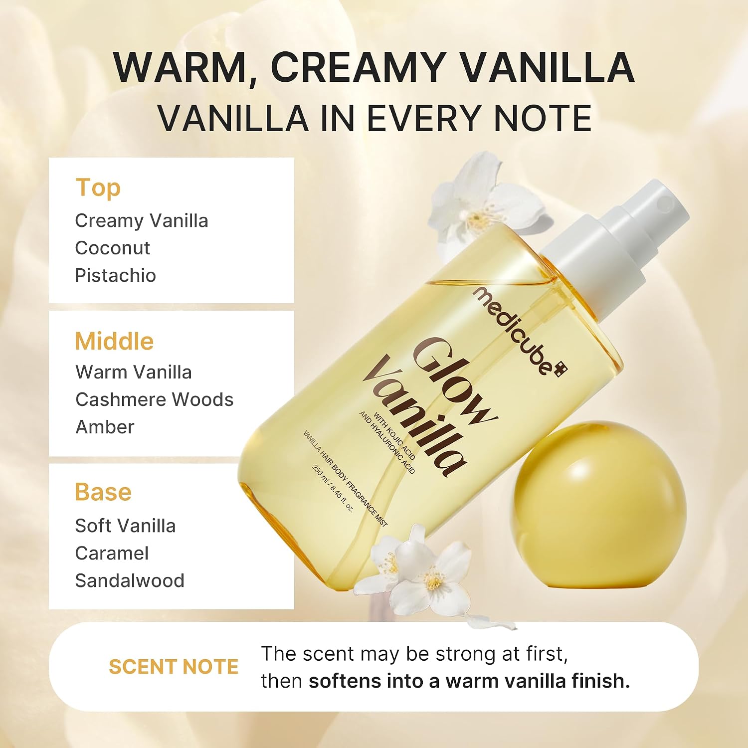 Medicube Glow Vanilla Mist niacinamide and 7 hyaluronic acids