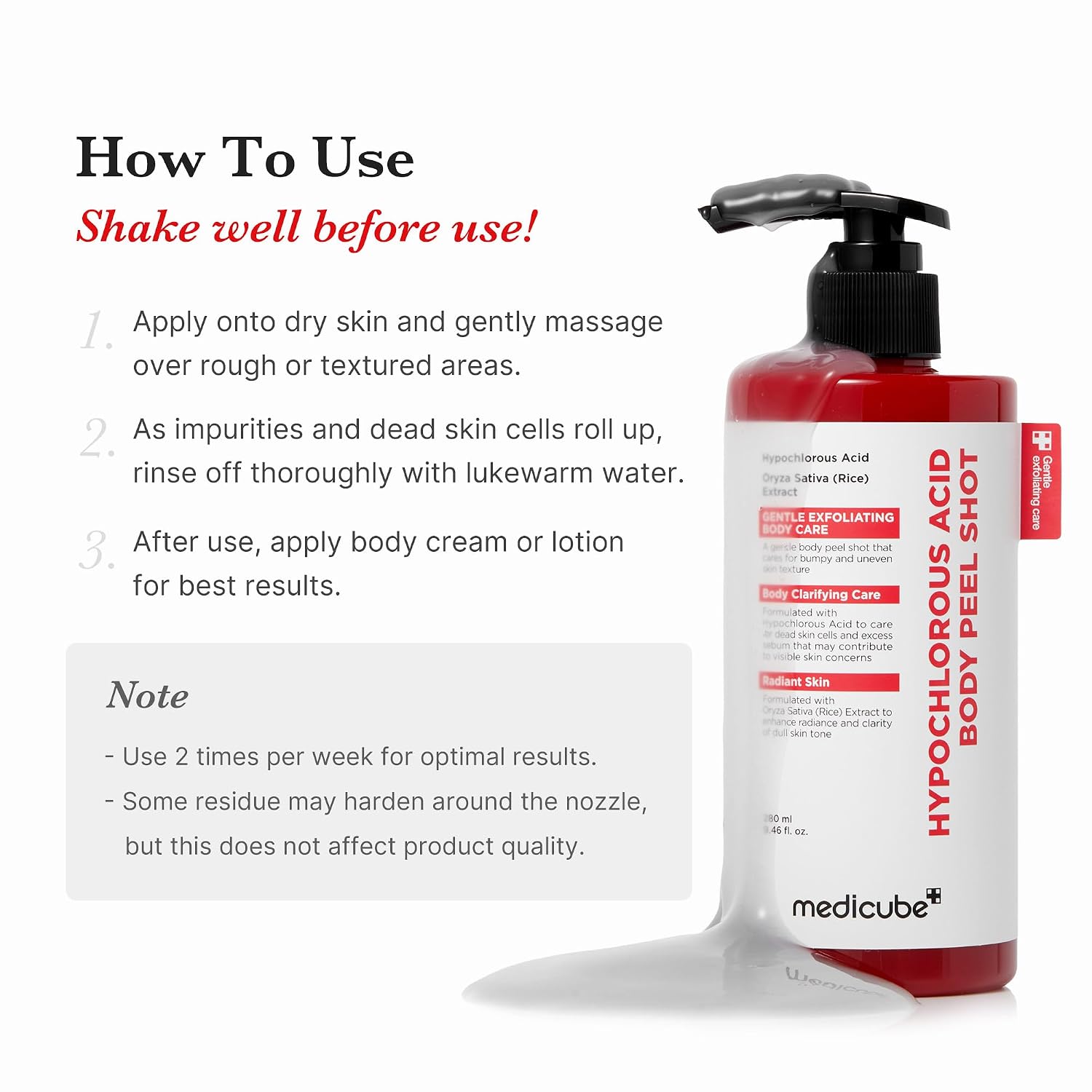 Medicube Body Peel Shot results – smoother brighter calmer body skin reduced bumps improved texture Korean HOCl