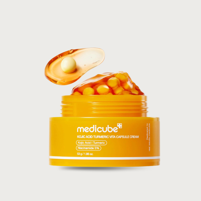 Medicube Kojic Acid Turmeric Vita Capsule Cream 53g – Korean brightening cream Niacinamide 5% Kojic Acid Alpha-Arbutin Retinol 8 HA fragrance-free $23