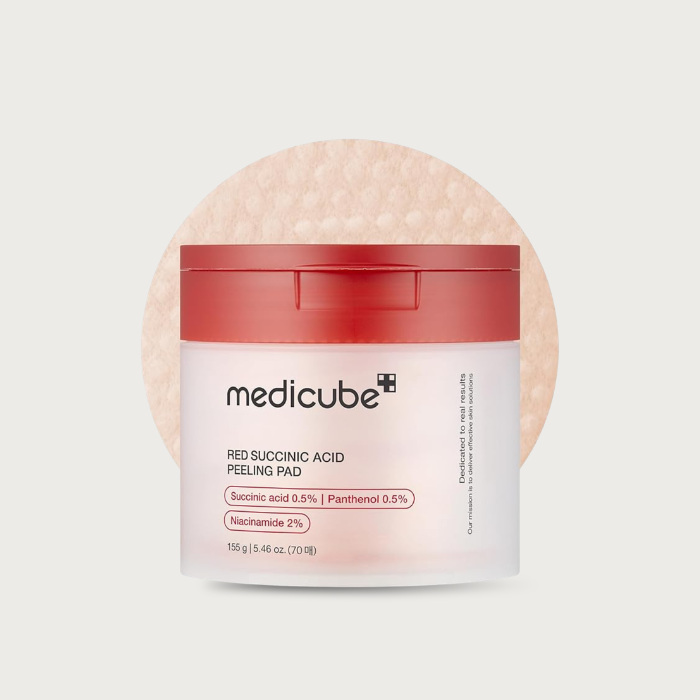 Medicube Red Succinic Acid Peeling Pad 70ea – Korean exfoliating pads AHA BHA acne-prone skin