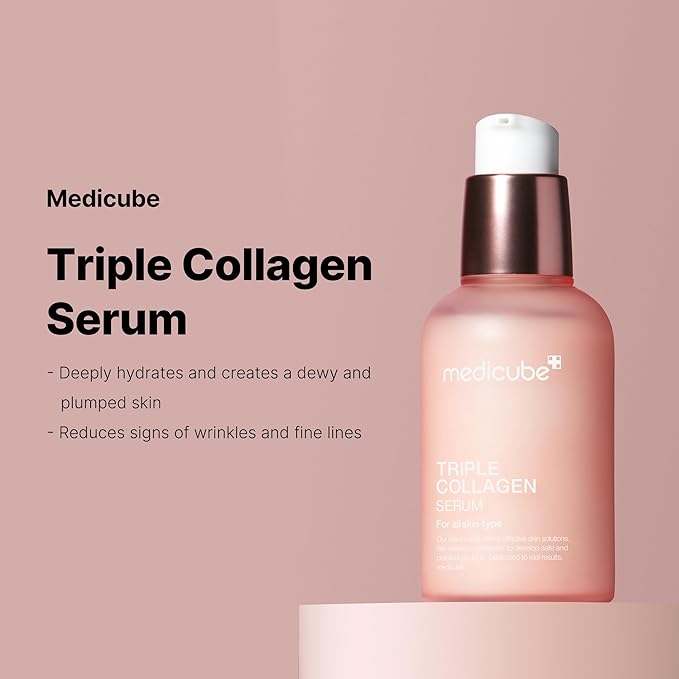 Medicube Triple Collagen Serum key ingredients – Hydrolyzed Collagen Atelocollagen Soluble Collagen Niacinamide HA Adenosine