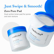 Medicube Zero Pore Pads key actives – 4.5% AHA lactic acid 0.45% BHA salicylic acid Anti-Sebum P patented Korean