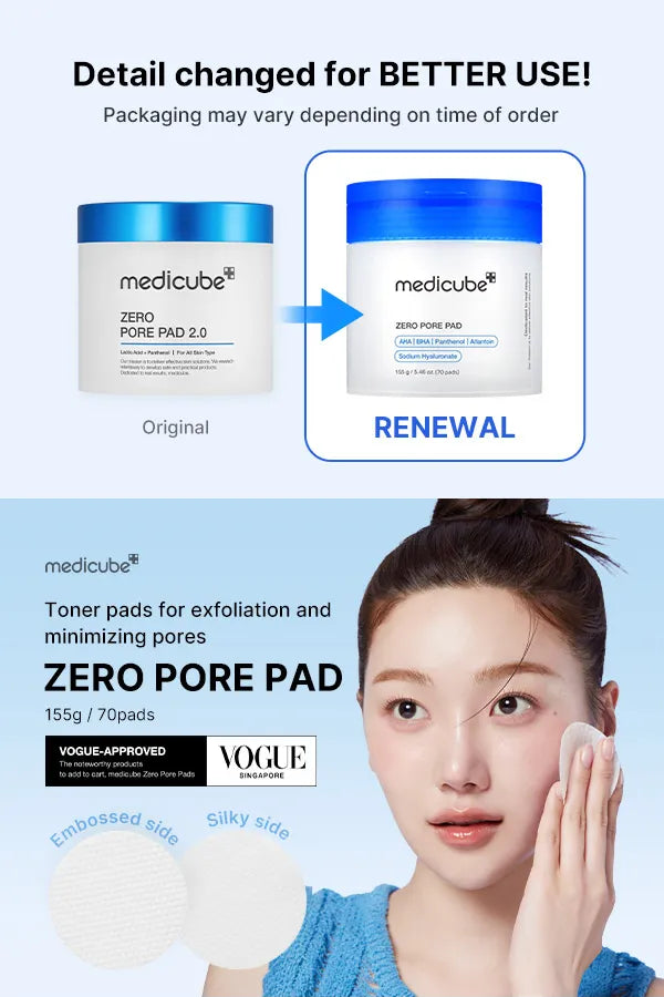 Medicube Zero Pore Pads clinical results – pore minimizing blackhead reduction sebum control oily skin Korean pads