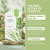 Mediheal Teatree Mask Tea Tree Active 3x – triple tea tree extract leaf water leaf oil 4-Terpineol Calming Biome probiotic amino acids soothe