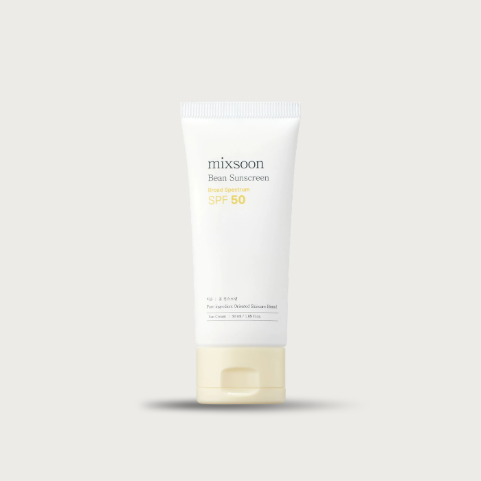 Mixsoon Bean Sunscreen SPF 50 50ml – no white cast Korean chemical sunscreen fragrance-free PEG-free OTC registered safety-tested $20