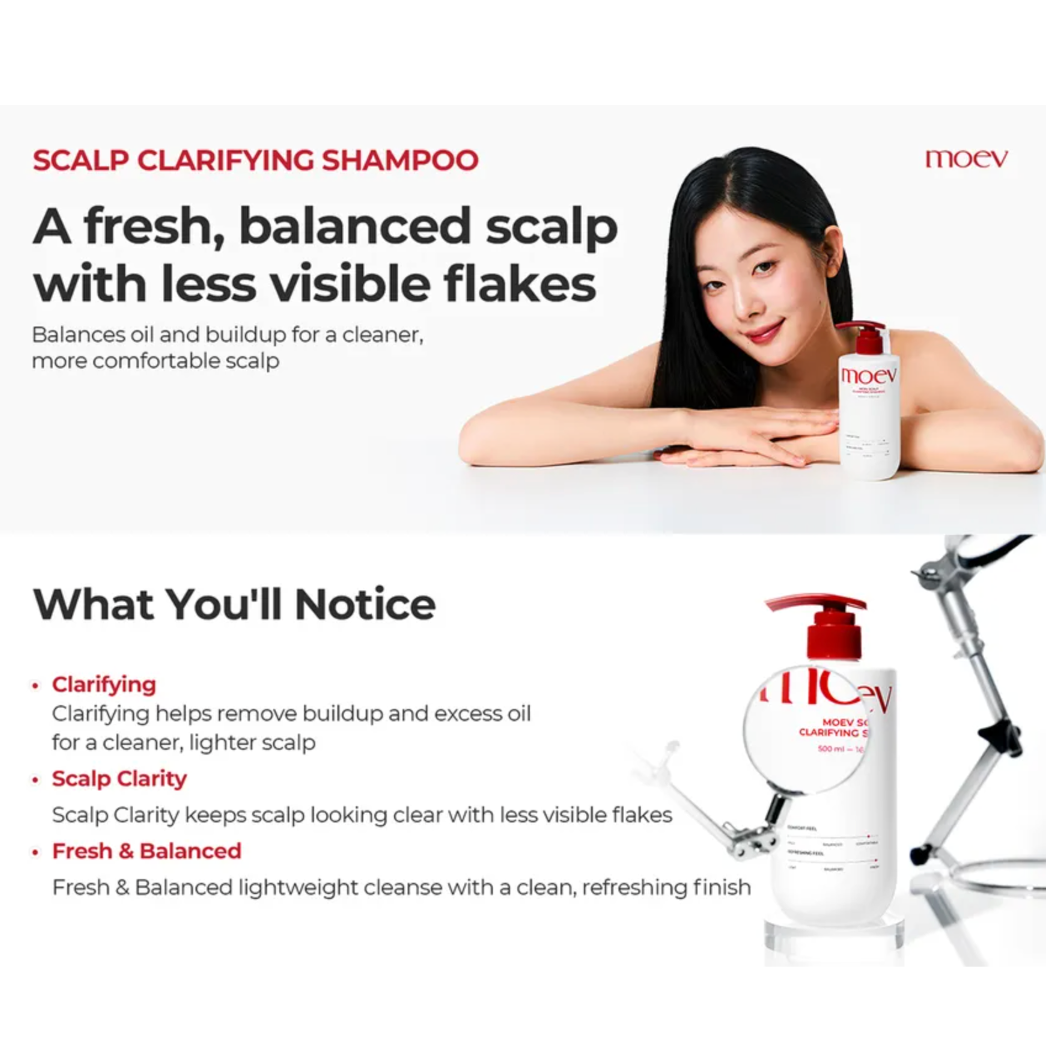 Moev Scalp Clarifying Shampoo climbazole and citric acid formula