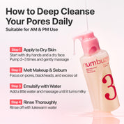 Numbuzin No.3 Zero Pore Cleansing Oil bottle and pump