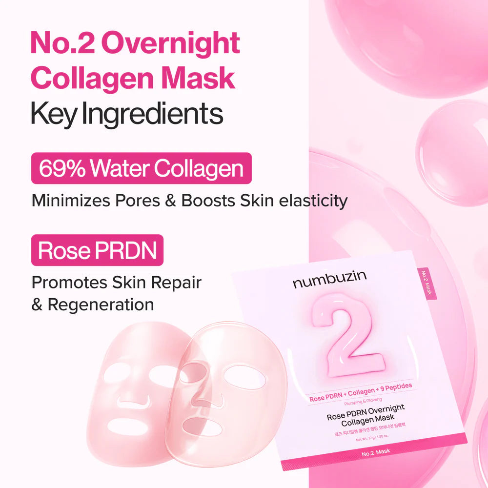 Numbuzin No.2 Rose PDRN Overnight Collagen Mask (4ea)