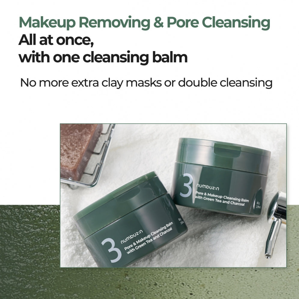 Numbuzin No.3 Pore & Makeup Cleansing Balm with Green Tea and Charcoal