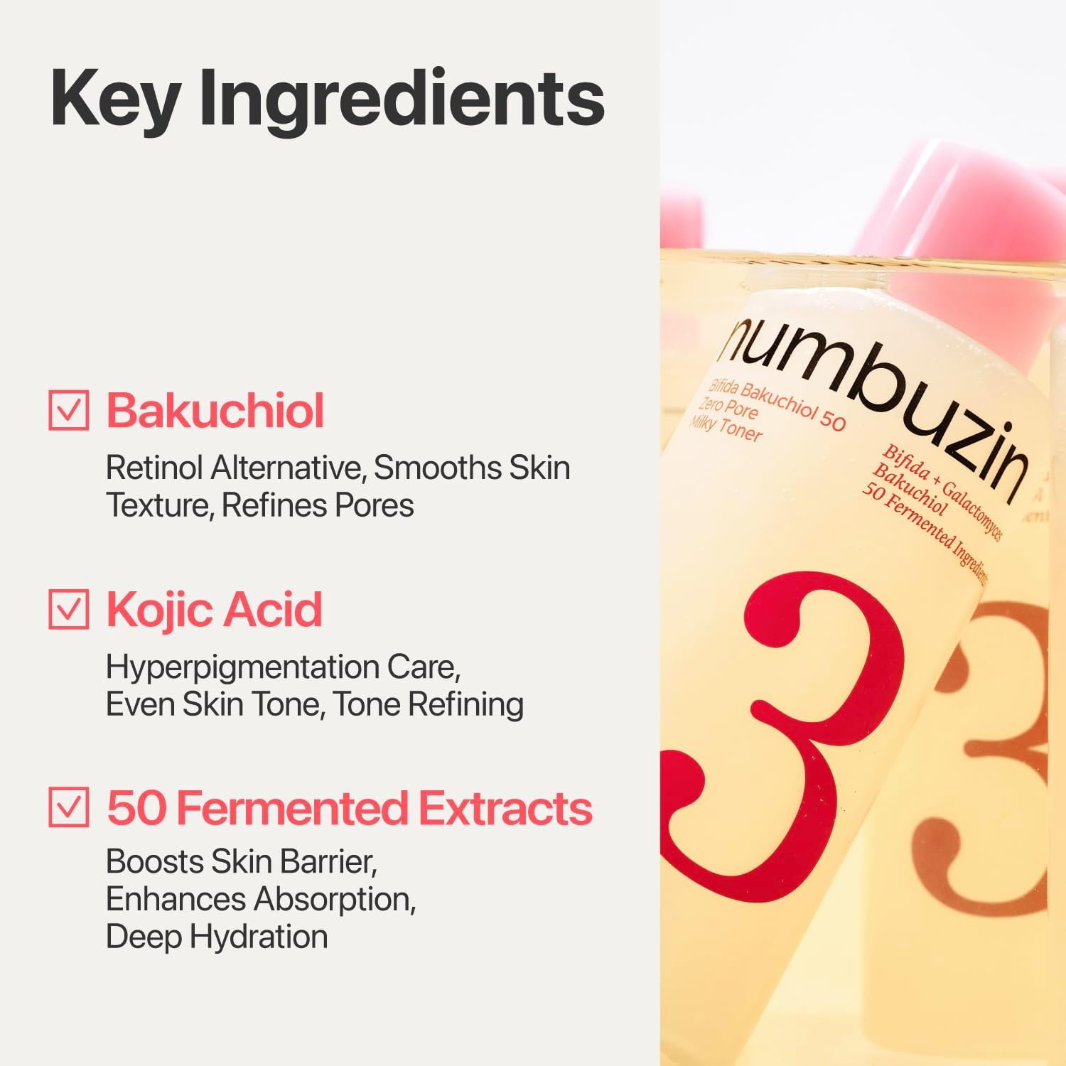 Numbuzin No.3 Bifida Galactomyces 57% – 50 ferments 124.4% glow 122.9% barrier improvement clinical K-pop idol favorite Korean skincare