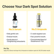 Numbuzin No.5 Dark Spot Ampoule pair with – No.5+ Glutathione Vitamin Concentrated Serum whole face daily targeted dark spots concentrated ampoule