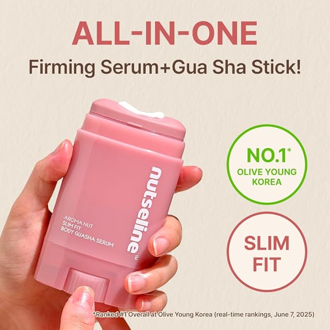 Nutseline Gua Sha Serum twist dispense mechanism – serum flows through curved gua sha edge Korean body firming tool