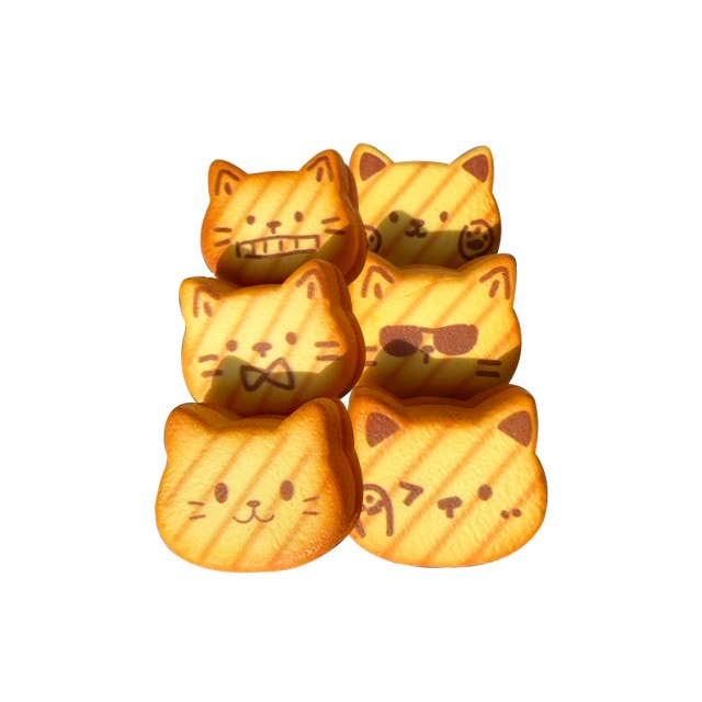Nyang Nyang Cat Toast Squishy individually wrapped – ships assorted face expression random K-pop fan gift stocking stuffer desk decor kawaii