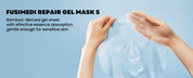 PRO-CALM Fusimedi Repair Gel Mask how to use – apply 10-20 minutes pat remaining essence fragrance-free 5 masks per box