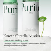 Purito Wonder Releaf Centella Toner full TECA – Madecassoside Asiaticoside Madecassic Acid Asiatic Acid isolated actives barrier repair redness calm