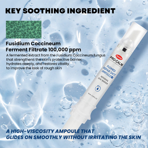 PRO-CALM Fusimedi Ampoule packaging – hyaluronate Irish moss sugarcane tocopherol vitamin E fragrance-free 10ml