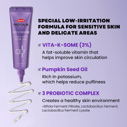 PRO-CALM Red X Cream how to use – apply pat bruised skin under-eye post-procedure 2-3 times daily dermatologist-tested