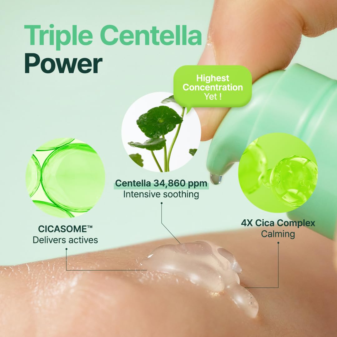 Purito Centella Unscented Serum on skin – calms redness inflammation acne-prone sensitive skin Korean cica serum