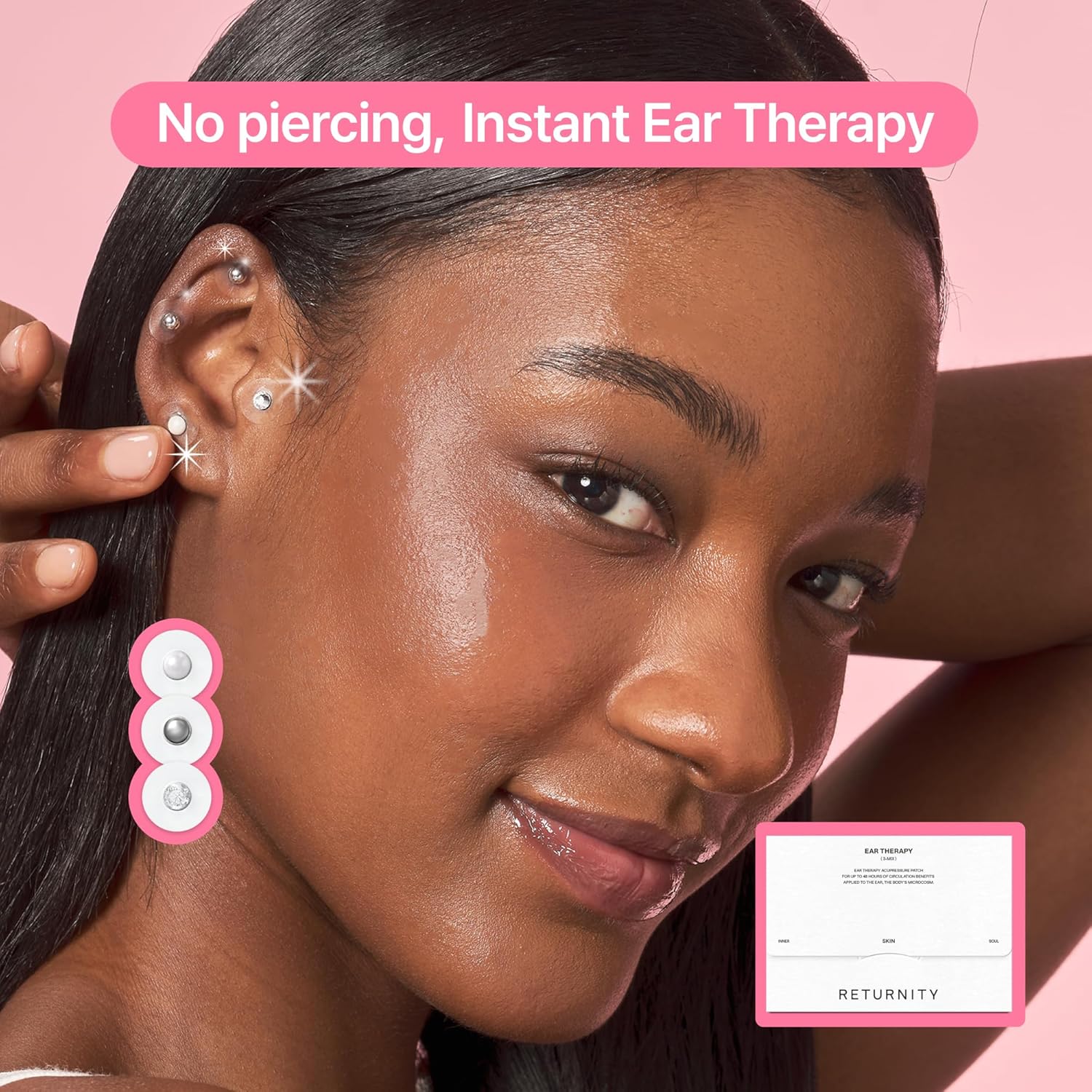 Returnity Ear Patches Pearl style – classic elevated acupressure patch stress relief jawline definition