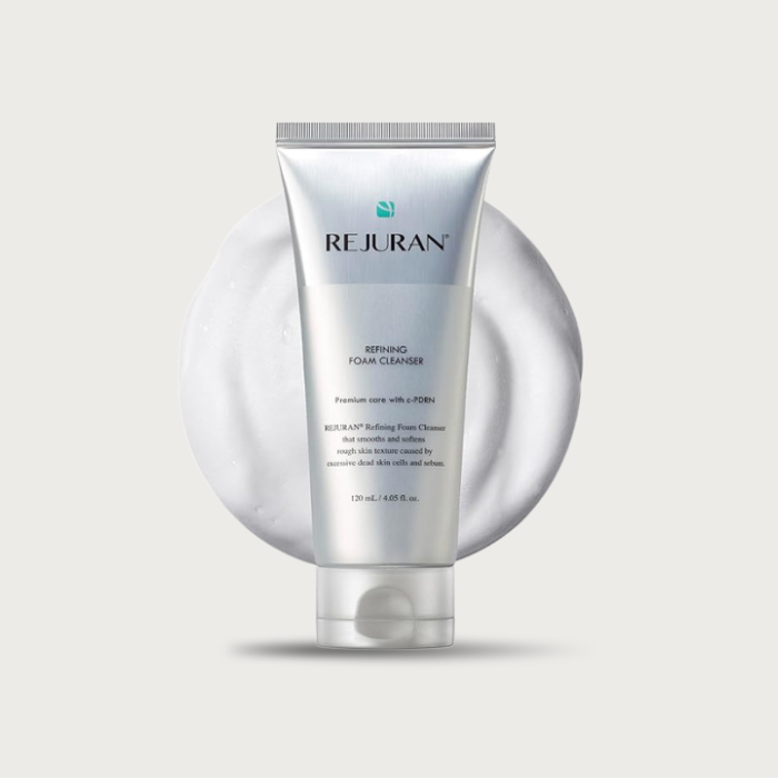 Rejuran Refining Foam Cleanser 120ml – Korean PDRN foam cleanser c-PDRN Hydrolyzed DNA 8 HA types LHA PHA Panthenol has fragrance $32