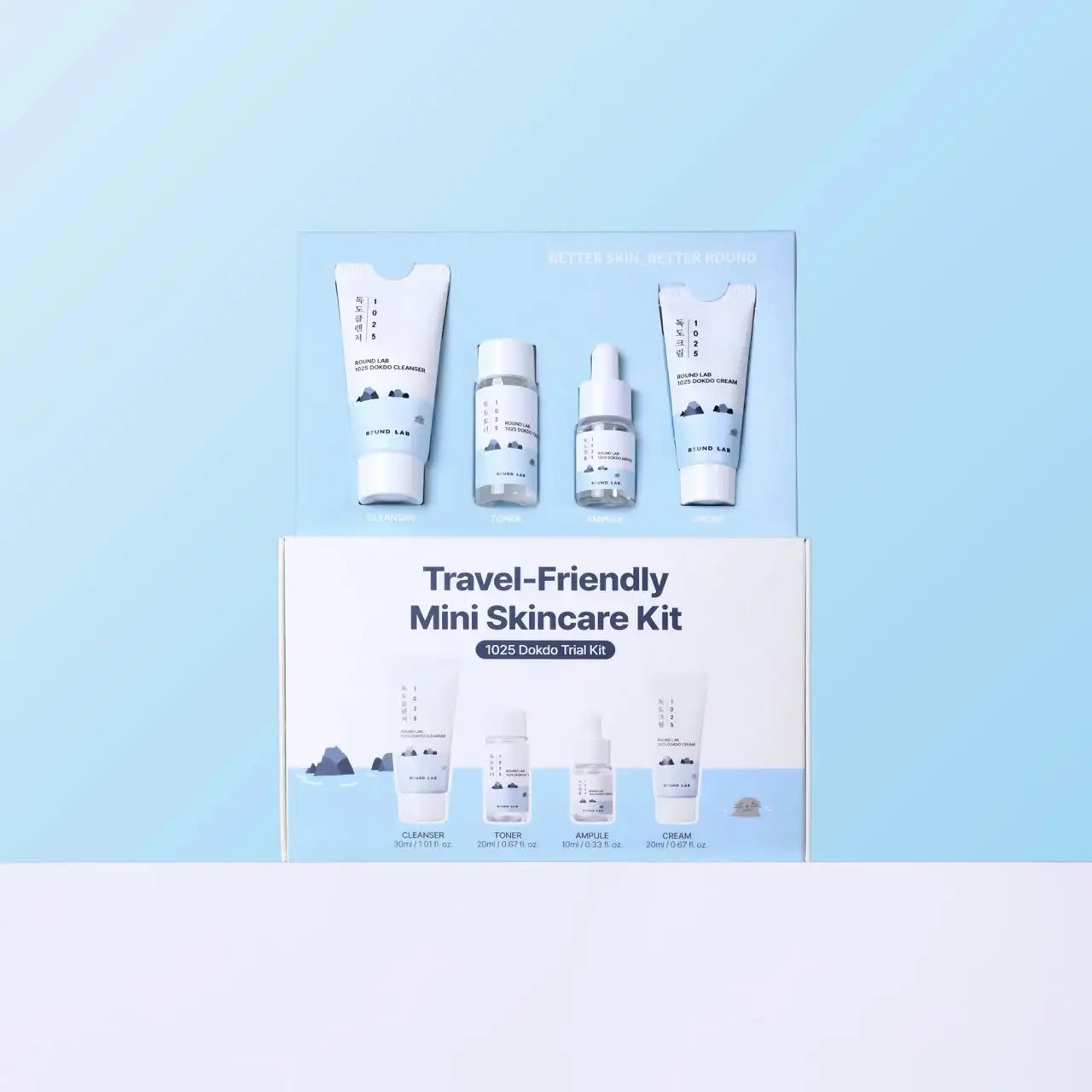 Round Lab 1025 Dokdo Travel Routine Trial Kit – Korean skincare trial kit 4-step deep sea water fragrance-free $19.90