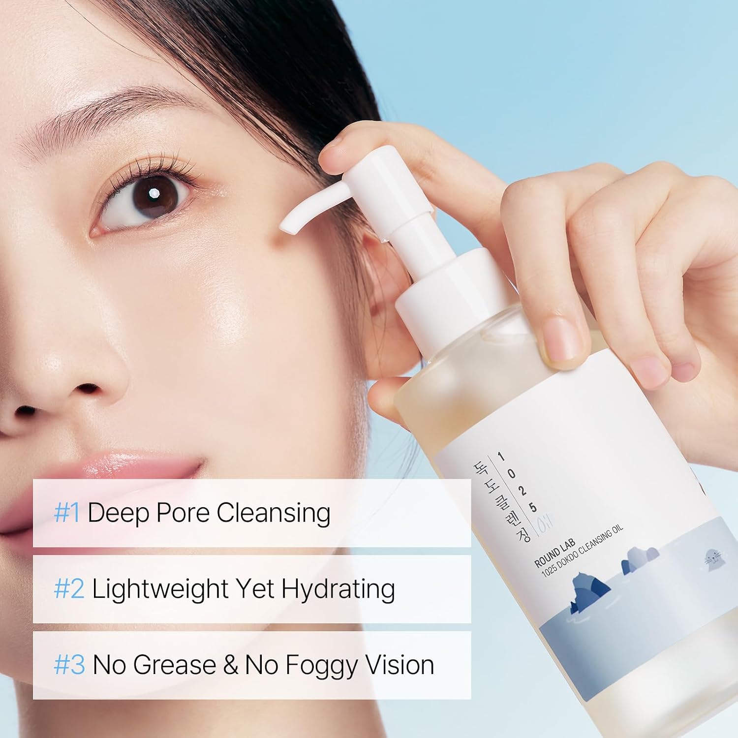 Round Lab Dokdo Cleansing Oil 6 plant oils – Evening Primrose Meadowfoam Avocado Grape Seed Canola Macadamia dissolve makeup no strip