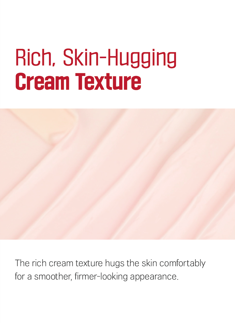 Camellia collagen and peptide cream texture with cooling capsules close-up