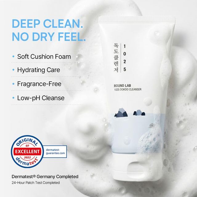 Round Lab 1025 Dokdo Cleanser ingredients – triple HA panthenol allantoin beta-glucan ceramide NP amino acids fragrance-free