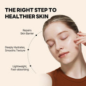 Round Lab Soybean Panthenol Ampoule texture – lightweight fast-absorbing 2-3 drops pat AM PM no grease no scent all skin types barrier serum