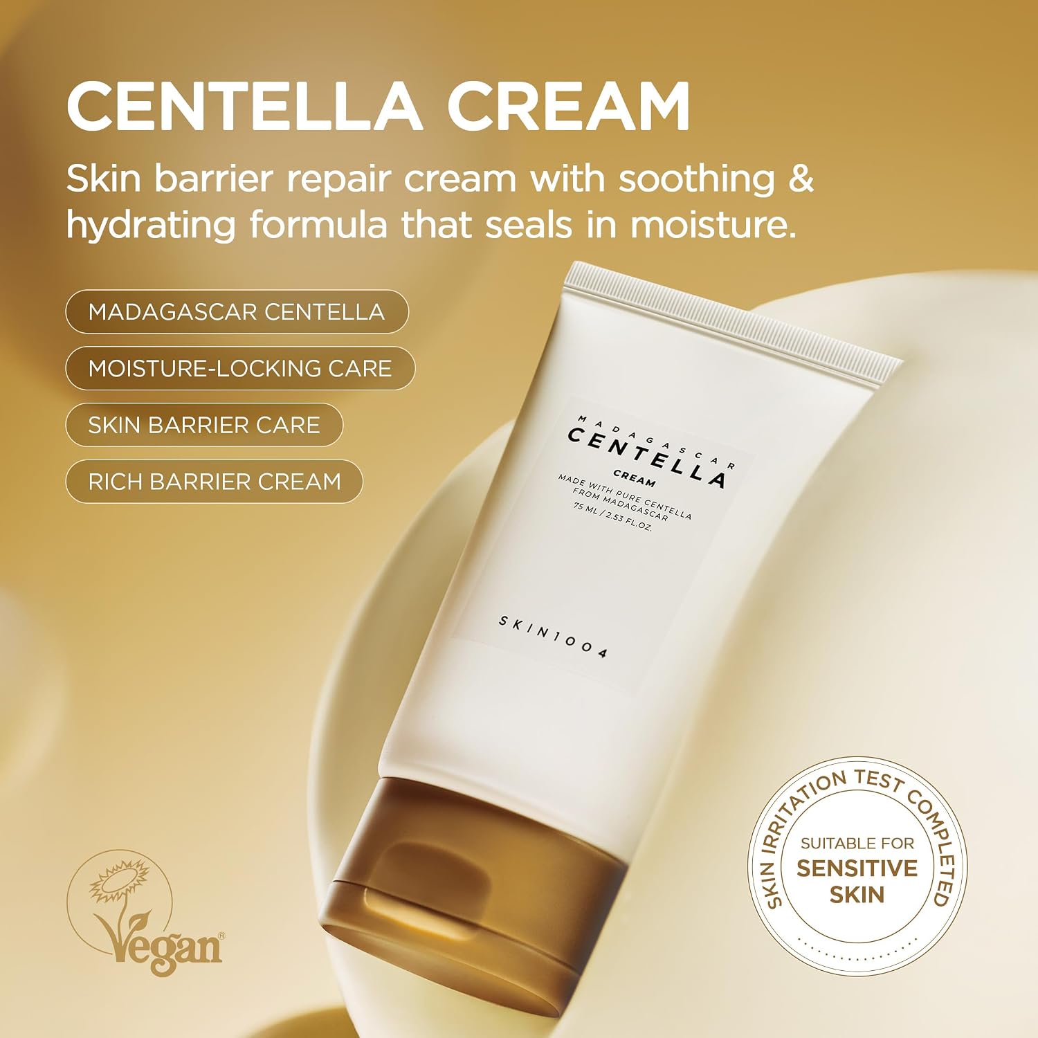 SKIN1004 Centella Cream texture – oil-in-water-gel shea butter macadamia meadowfoam panthenol trehalose adenosine absorbs clean non-greasy