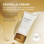 SKIN1004 Centella Cream texture – oil-in-water-gel shea butter macadamia meadowfoam panthenol trehalose adenosine absorbs clean non-greasy