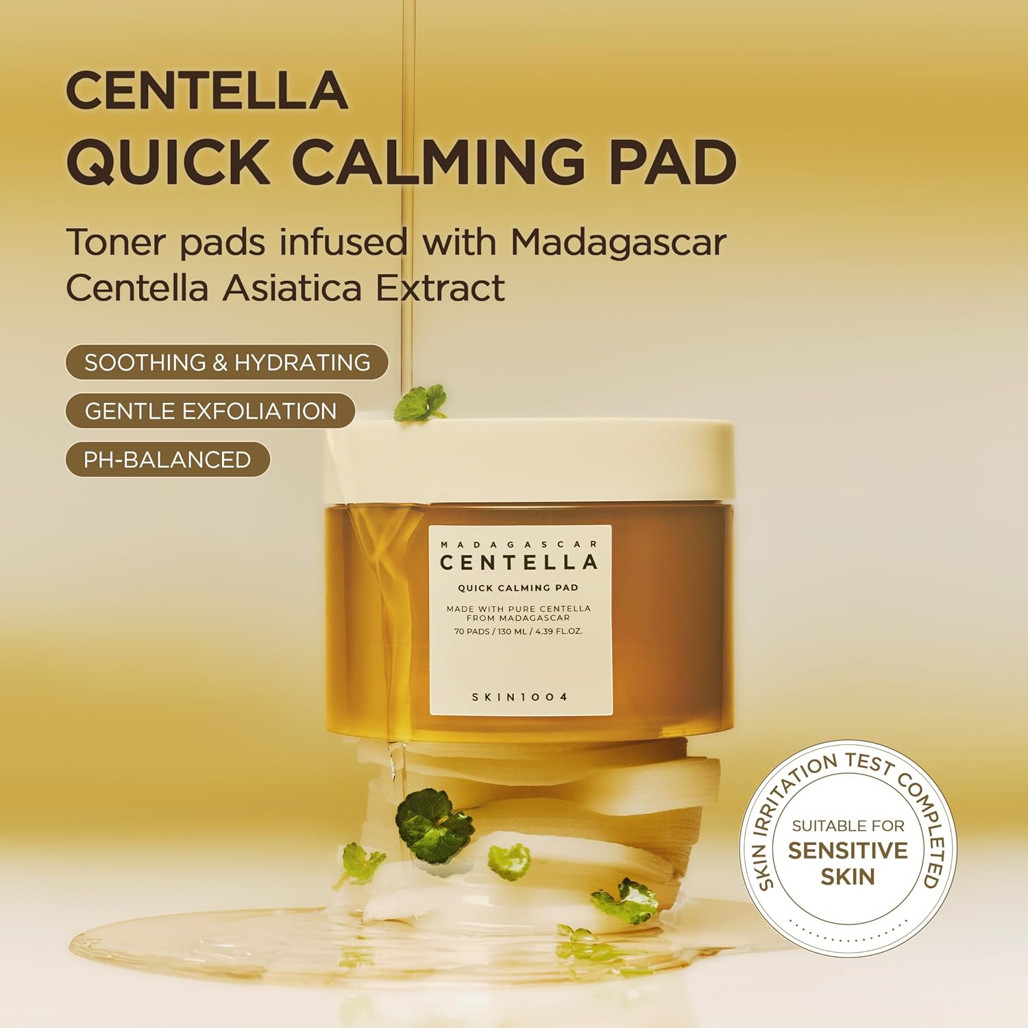 Skin 1004 Centella Calming Pads use – sweep face toner or leave 3-5 min spot treatment redness breakouts irritation soaked serum no sticky