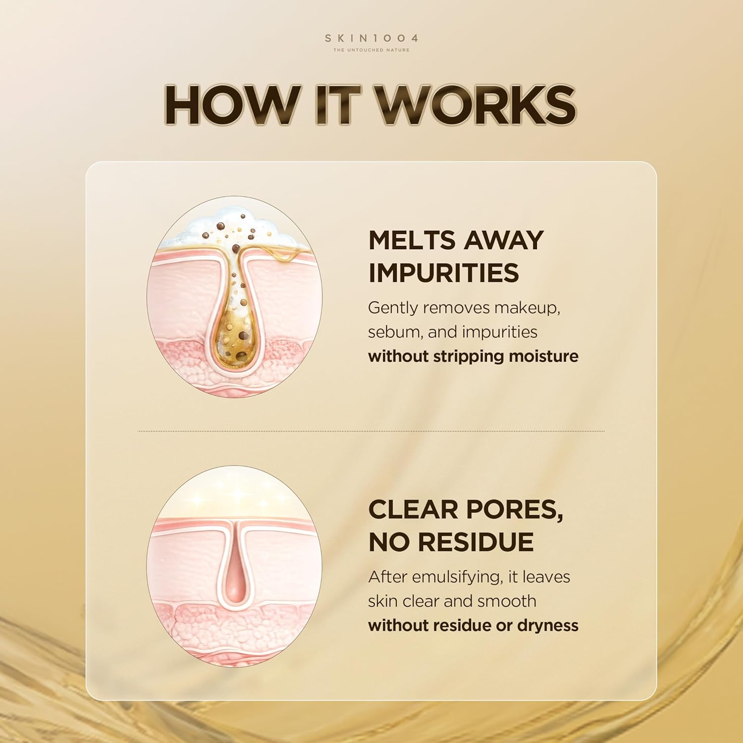 Skin 1004 Centella Cleansing Oil before after – clean skin no irritation gentle double cleanse step 1 sensitive acne-prone K-beauty
