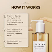 Skin 1004 Centella Cleansing Oil pump bottle – 200ml lightweight transparent oil pump dispenser K-beauty step 1 double cleanse routine