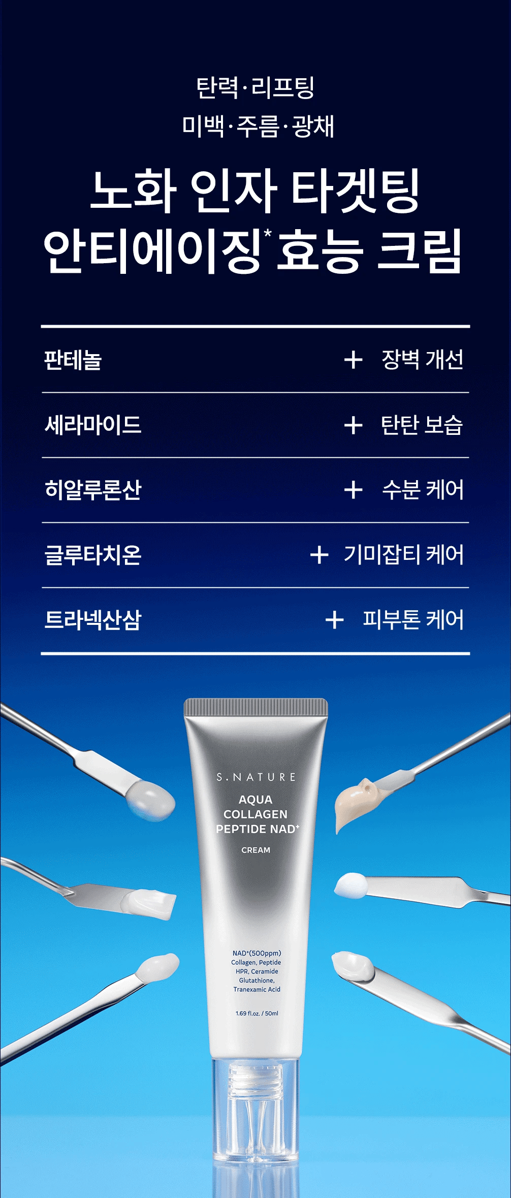 S. Nature Aqua Collagen NAD+ Cream 50ml – Korean NAD+ Cream HPR Retinoate Ceramide Glutathione Tranexamic Acid Collagen – Olive Kollection