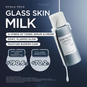 Skin 1004 Hyalu-Teca Glass Skin Milk Hyalu-Teca technology – 100 billion micro-actives HA TECA dynamic particle movement deep hydration glow