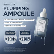 Skin 1004 Hyalu-Teca Plumping Ampoule Hyalu-Teca 20,000ppm – 100 billion micro-actives 20 skin layers deep water-glow plump hydration instant