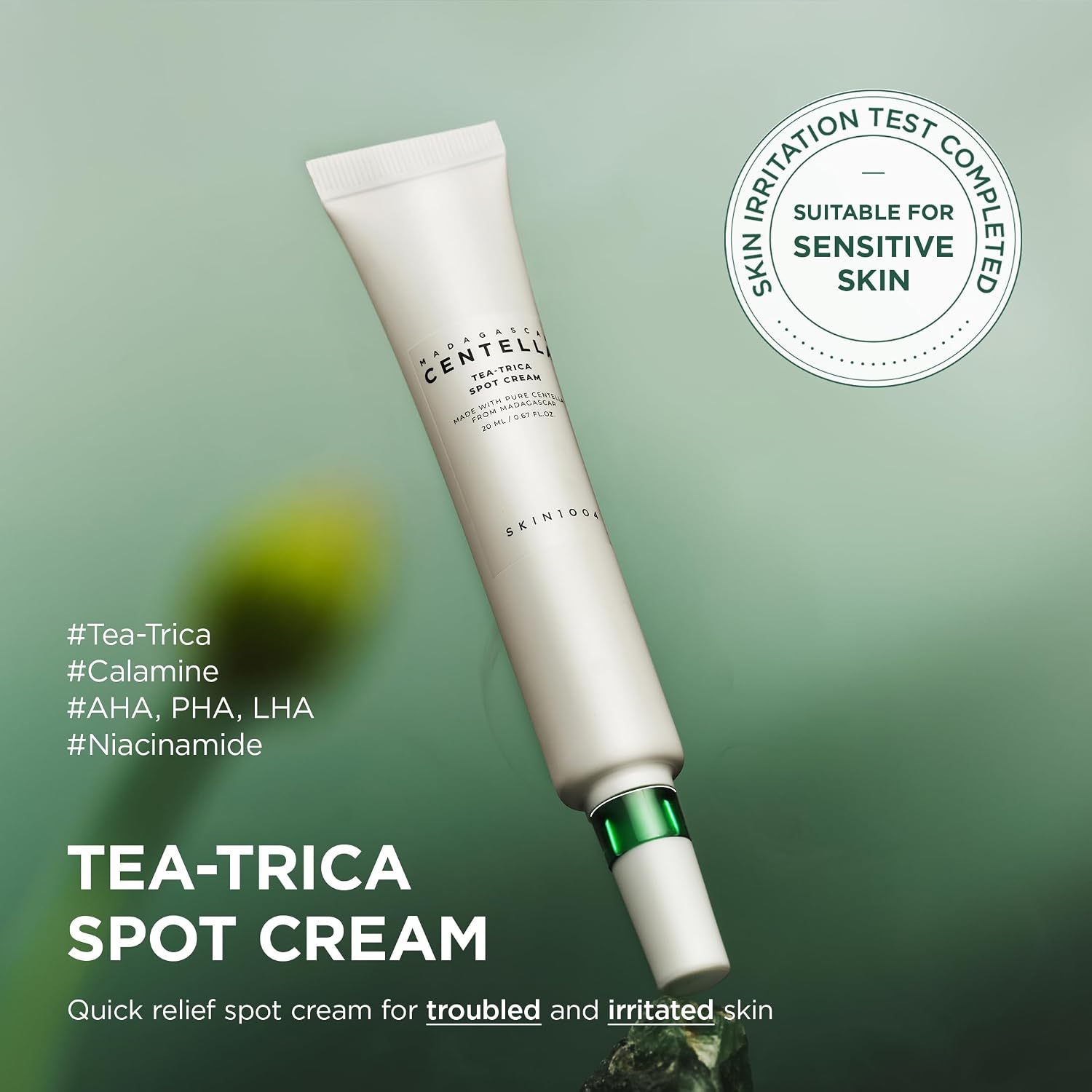 Skin 1004 Tea-Trica Spot Cream dual Tea Tree – Leaf Water 15% Leaf Oil 0.1% terpinen-4-ol antibacterial blemish fast clearing gel-lotion texture