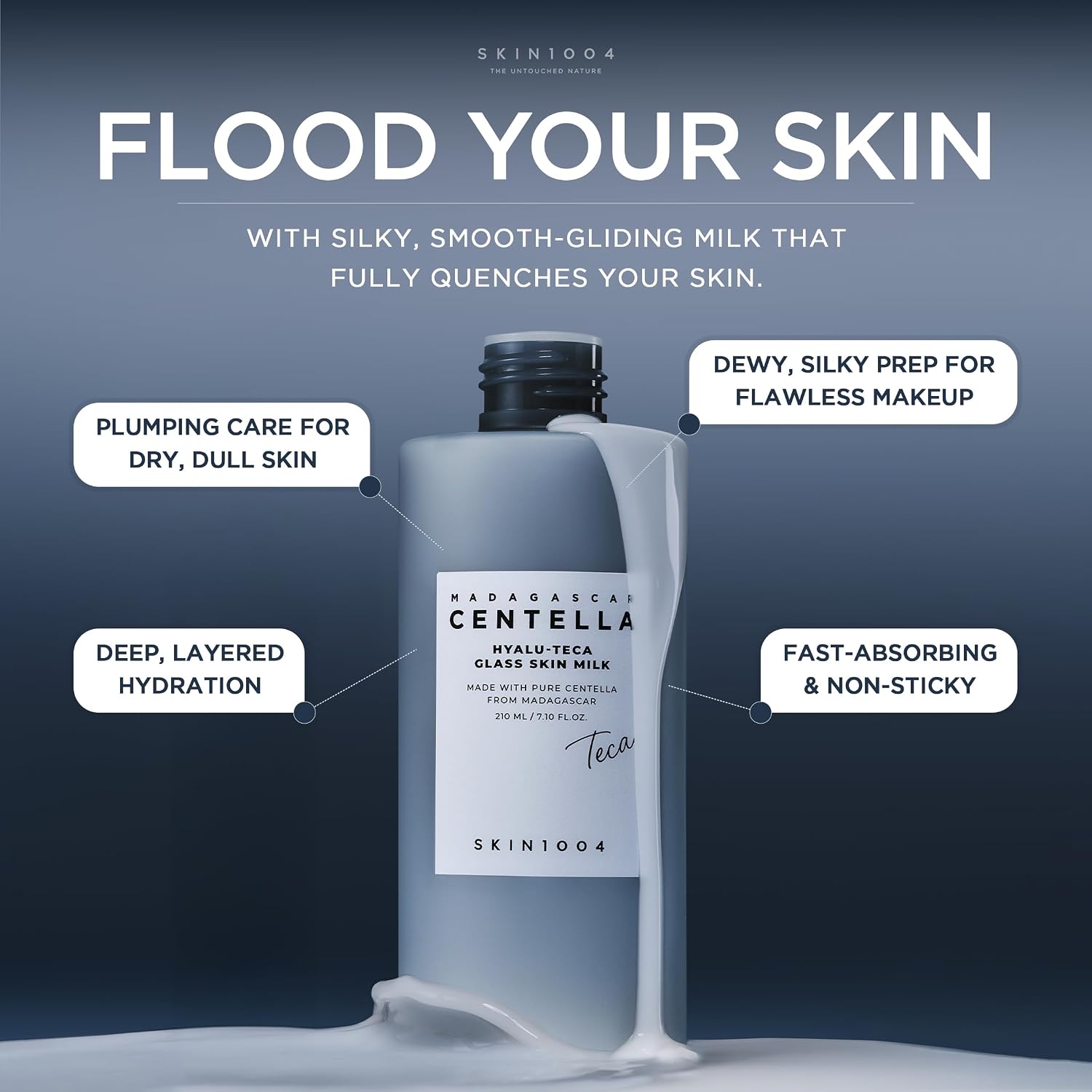 Skin 1004 Hyalu-Teca Glass Skin Milk 5 peptides – Matrixyl Oat Peptide T4 T17 Collagen firming elasticity expression lines brightening