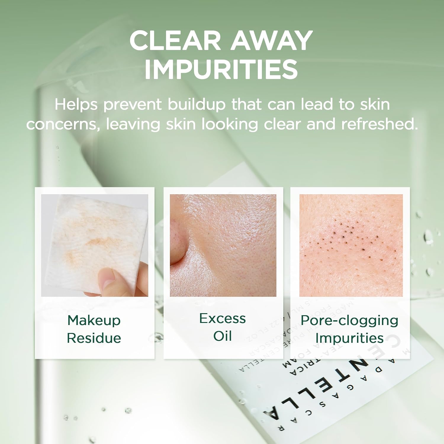 Skin1004 BHA Foam texture on skin – thorough sebum removal rinses clean no residue Korean pore cleanser