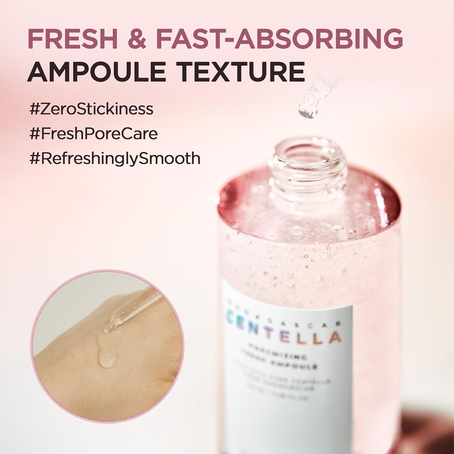Skin1004 Poremizing Ampoule dropper texture – lightweight watery absorbs fast pore-tightening Korean Centella serum