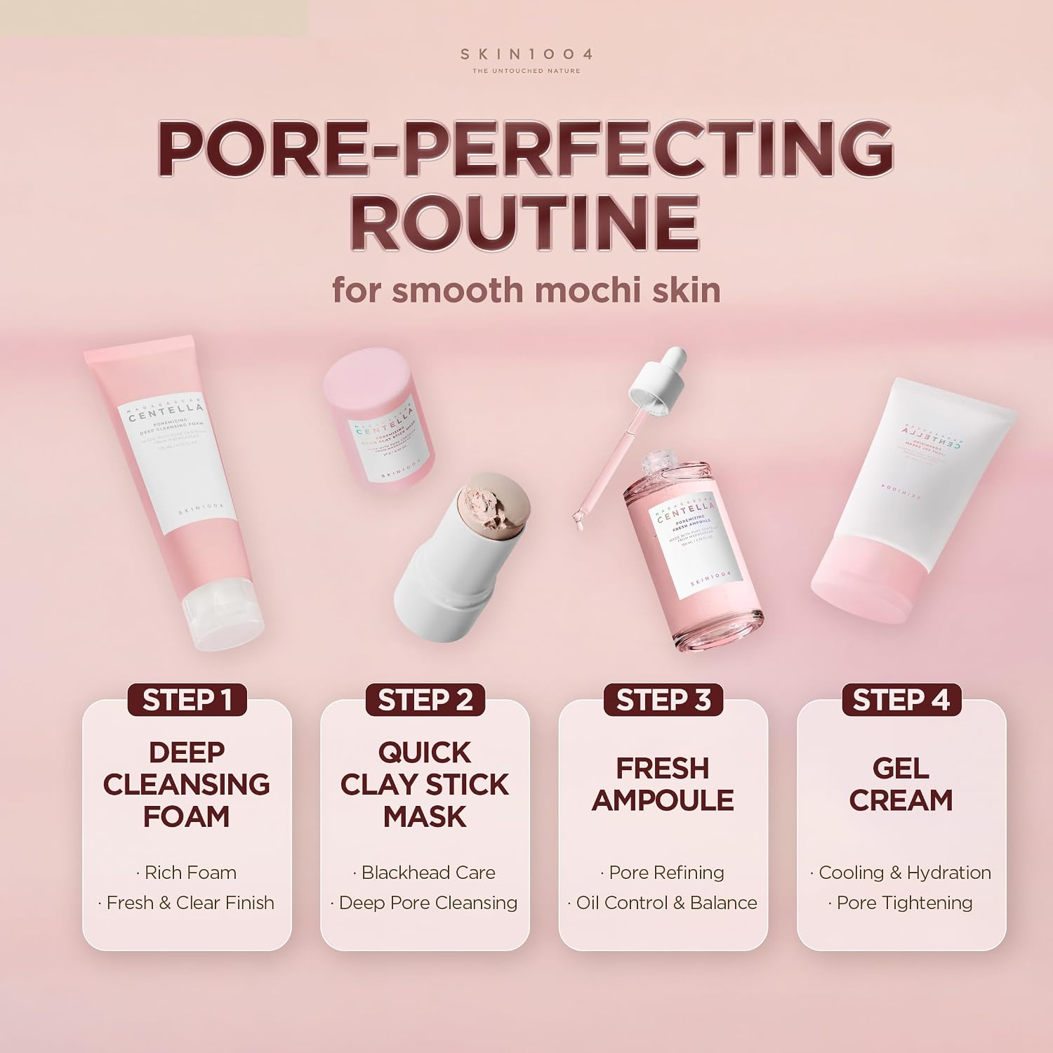 Skin 1004 Clay Stick Mask before after – smoother refined pores clean refreshed hydrated no stripping EWG green grade vegan Korean