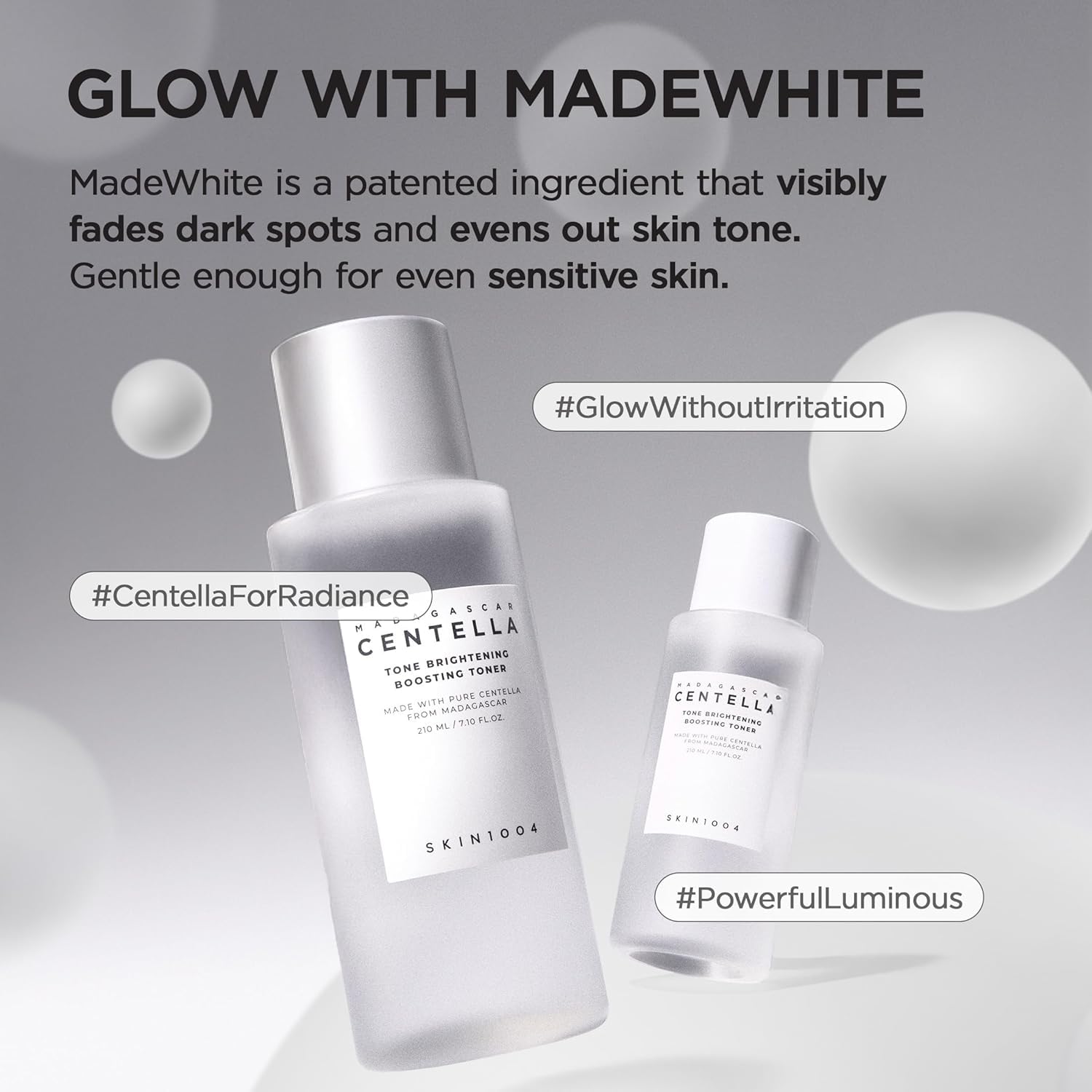 Skin1004 Tone Brightening Toner on skin – brighter even tone reduced dullness Korean 90% Centella treatment