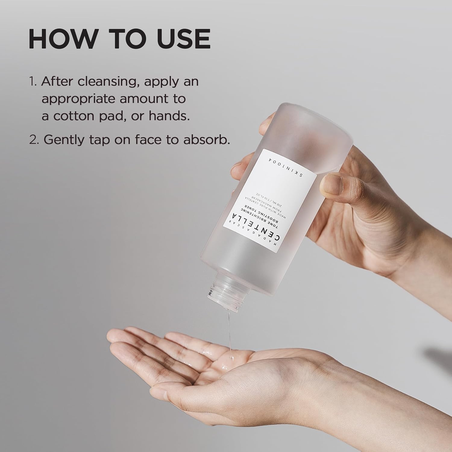 Skin1004 Boosting Toner application – cotton pad or pat with hands AM PM Korean brightening toner sensitive safe