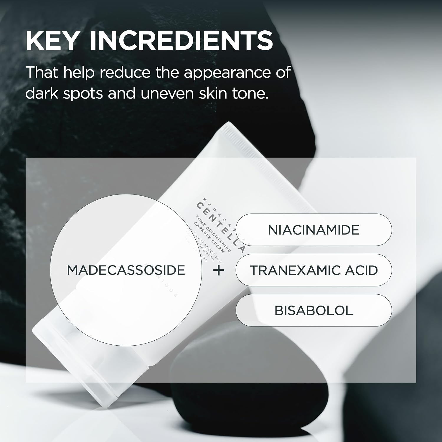 Skin1004 Tone Brightening Cream texture – oil-in-water-gel lightweight hydrating visible capsules Korean brightening moisturizer