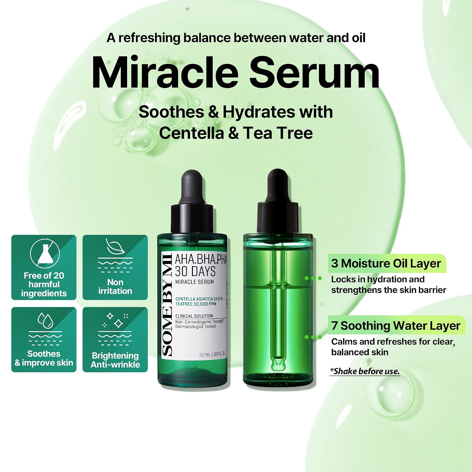 Some By Mi 30 Days Miracle Serum ingredients – Salicylic Acid BHA Lactobionic Acid PHA Swiftlet Nest Lotus Sodium Hyaluronate acne texture glow