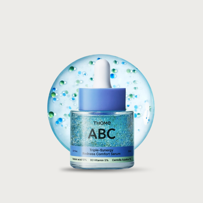 THOME ABC Triple Synergy Redness Comfort Serum 30ml – Korean Azelaic Acid 10% Niacinamide 5% Centella 1% redness dark spots PM has fragrance $28
