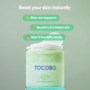 Tocobo Cica Pad on skin – instant cooling calm redness relief hydrated soothed sensitive irritated skin Korean vegan