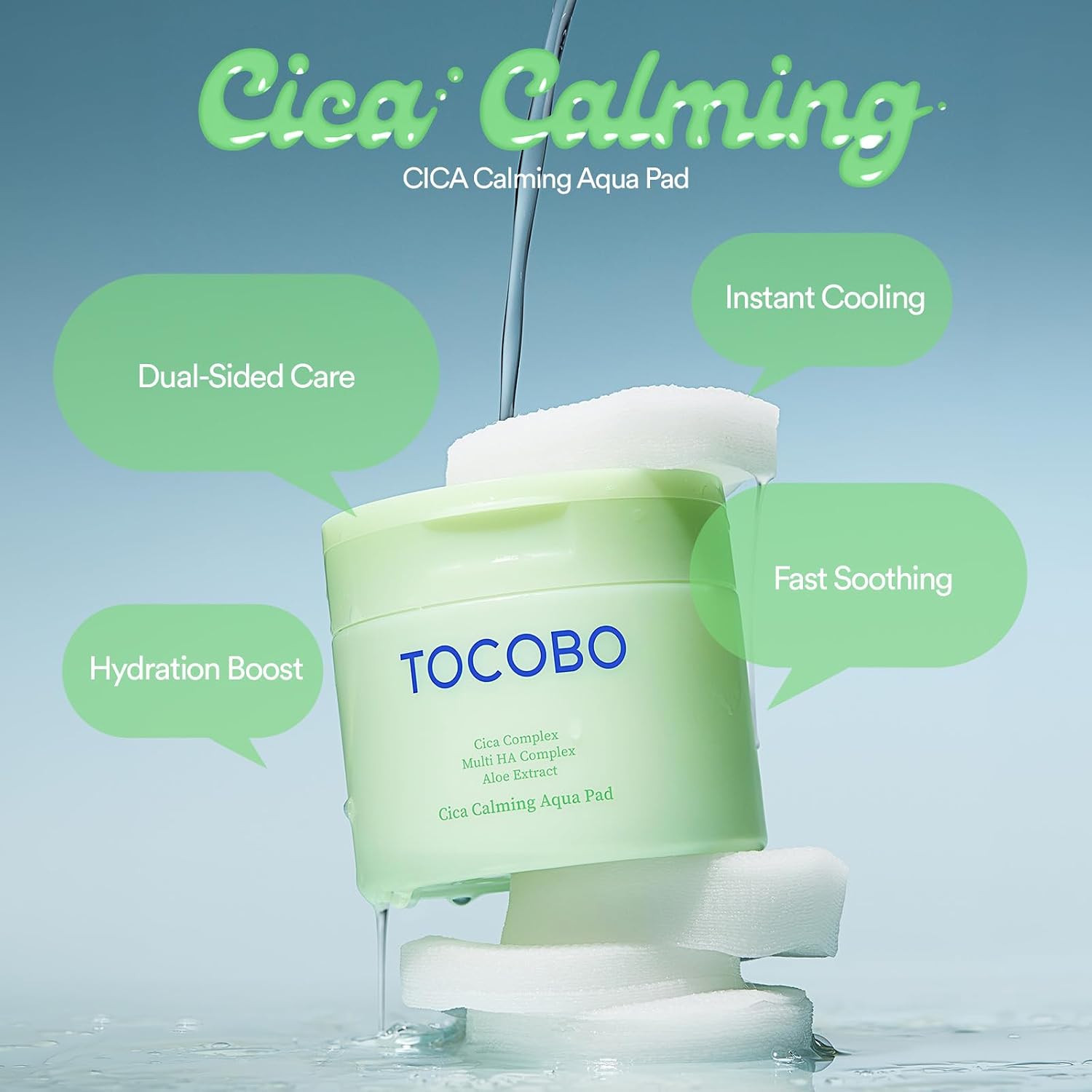 Tocobo Cica Pad key ingredients – Centella TECA triple probiotic Bifida Lactobacillus 8 HA Ceramide NP Cape Aloe Korean