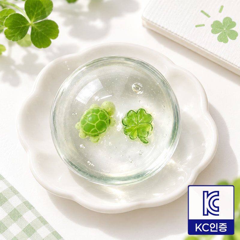 Turtle Clover Slime Squishy clear Korean slime with turtle and clover charms